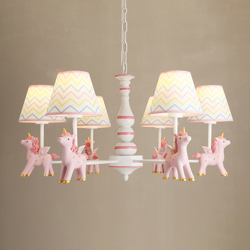 Childrens Unicorn Chandelier Lighting Resin Nursery Pendant Light with Empire Shade