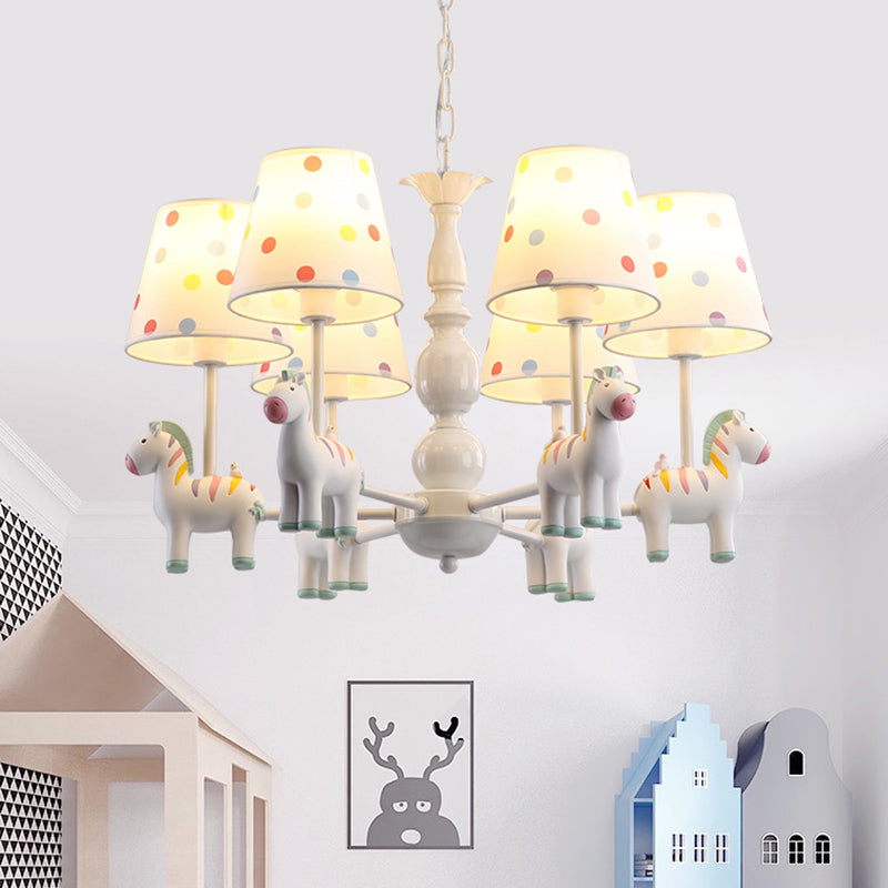 Zebra Bedroom Chandelier Pendant Light Resin Childrens Hanging Light with Patterned Fabric Shade