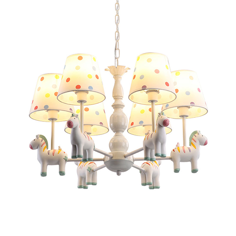 Zebra Bedroom Chandelier Pendant Light Resin Childrens Hanging Light with Patterned Fabric Shade