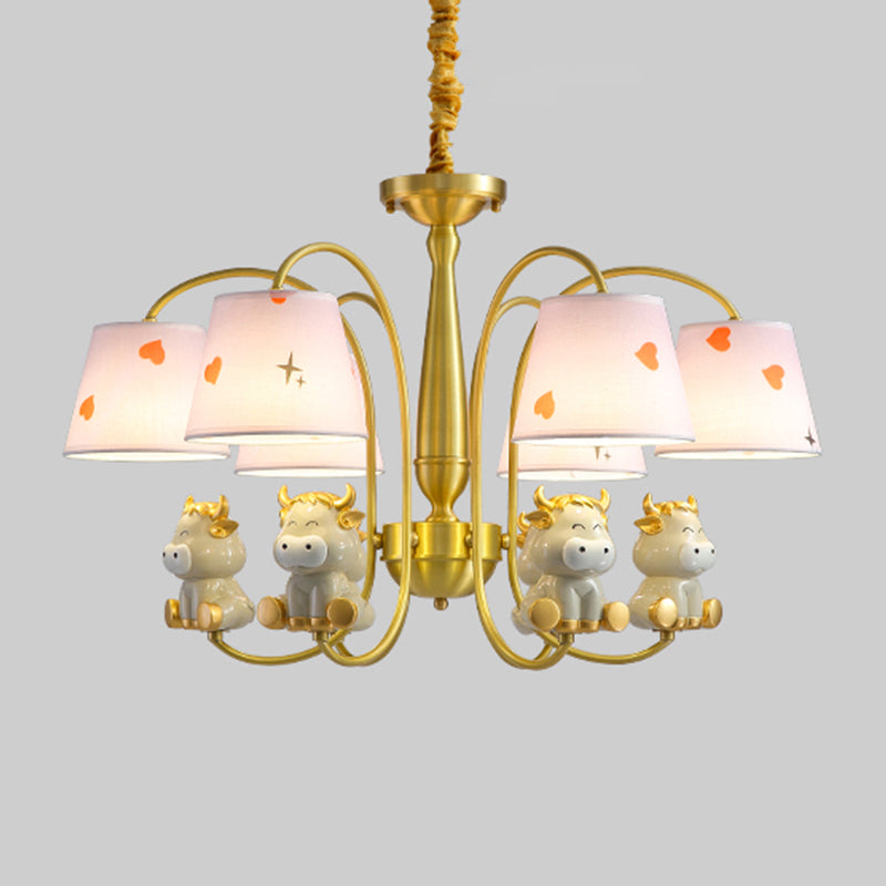 Animal Suspension Light Kids Resin Resin Nursery Chandelier Light With Empire Shade in White