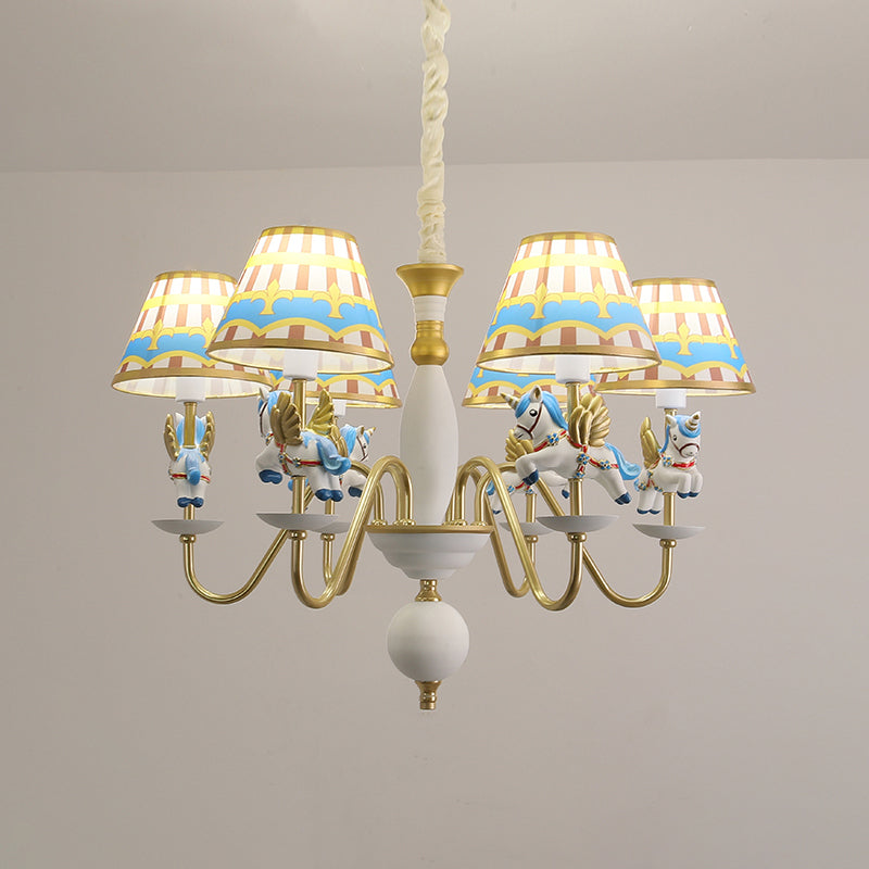 Dessin animé Flying Unicorn Chandelier Pendant Light Resin Nursery Light avec Empire Shade