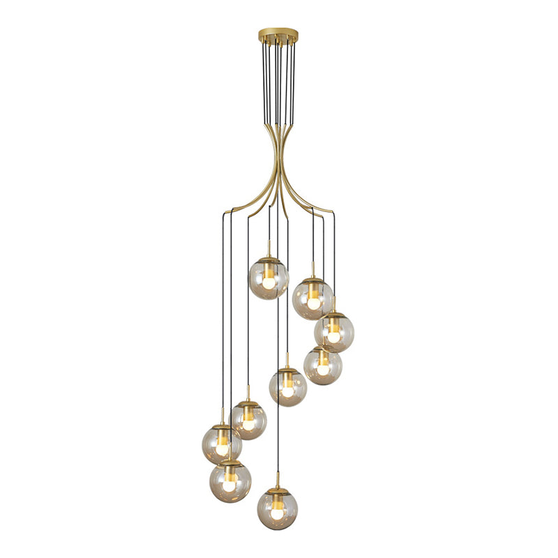 Globe Staircase Multi-plafond Lampe Frost Verre Suspension Contemporain Suspension Aymordage en or