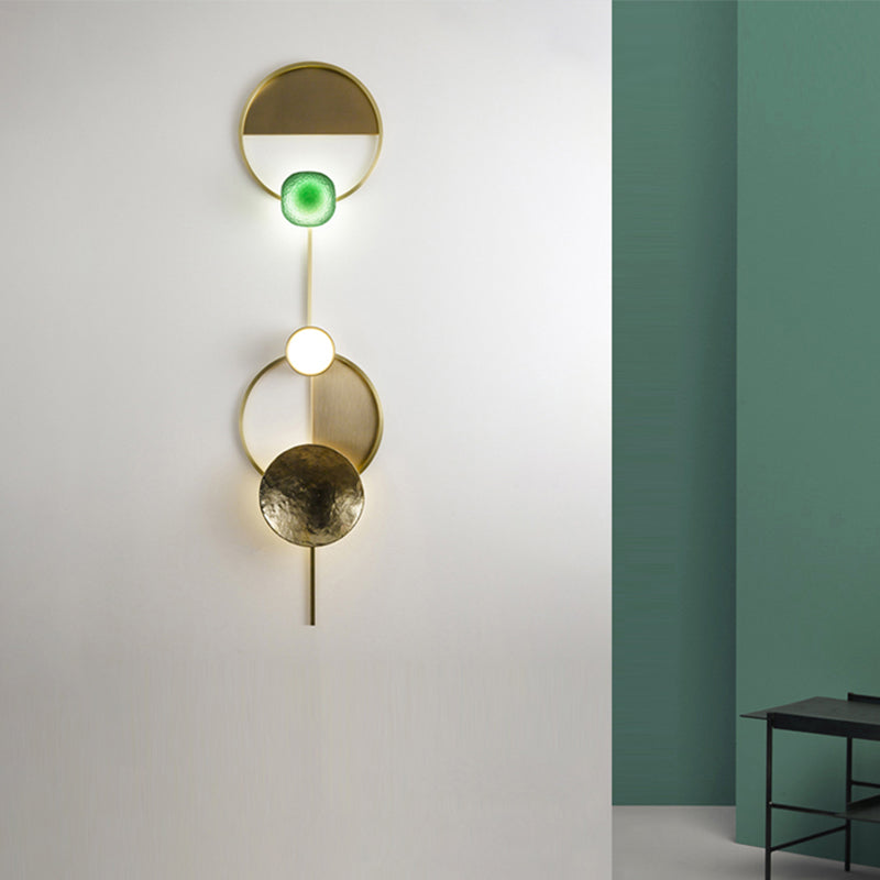 Minimalist Orbit Wall Sconce Lamp 10"/12.5"/17" Wide Metallic Wall Light Fixture in Brass, White Light
