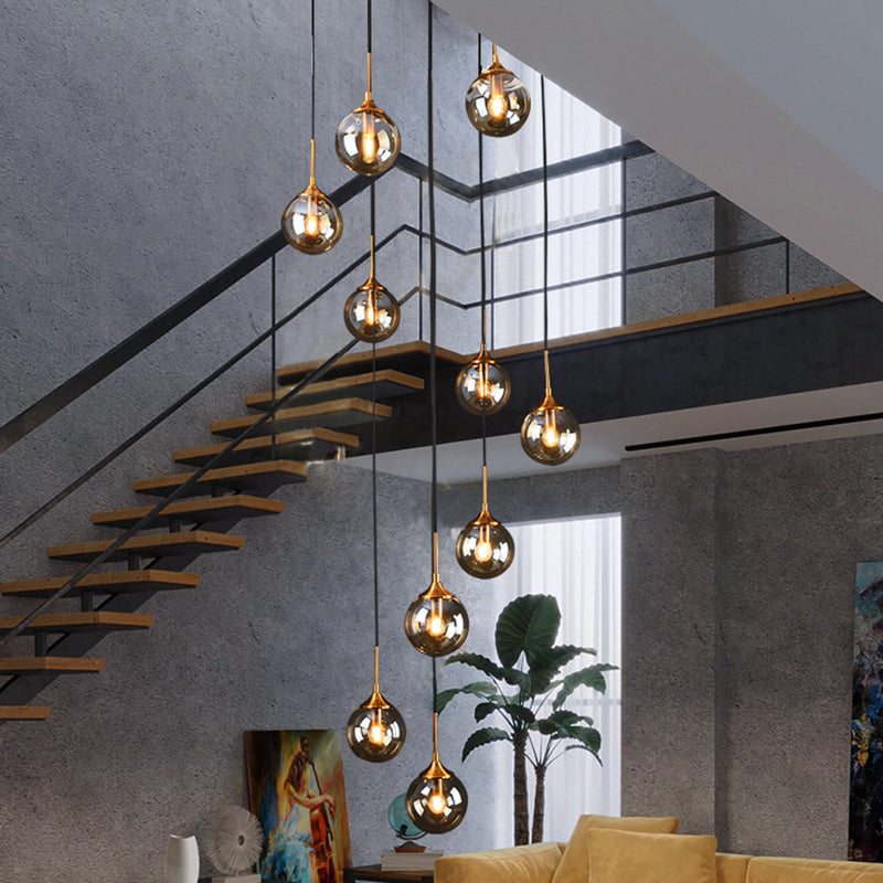 Nordic Style Spiral Ball Hanging Lighting Glas Treppe Multi -Light -Anhänger
