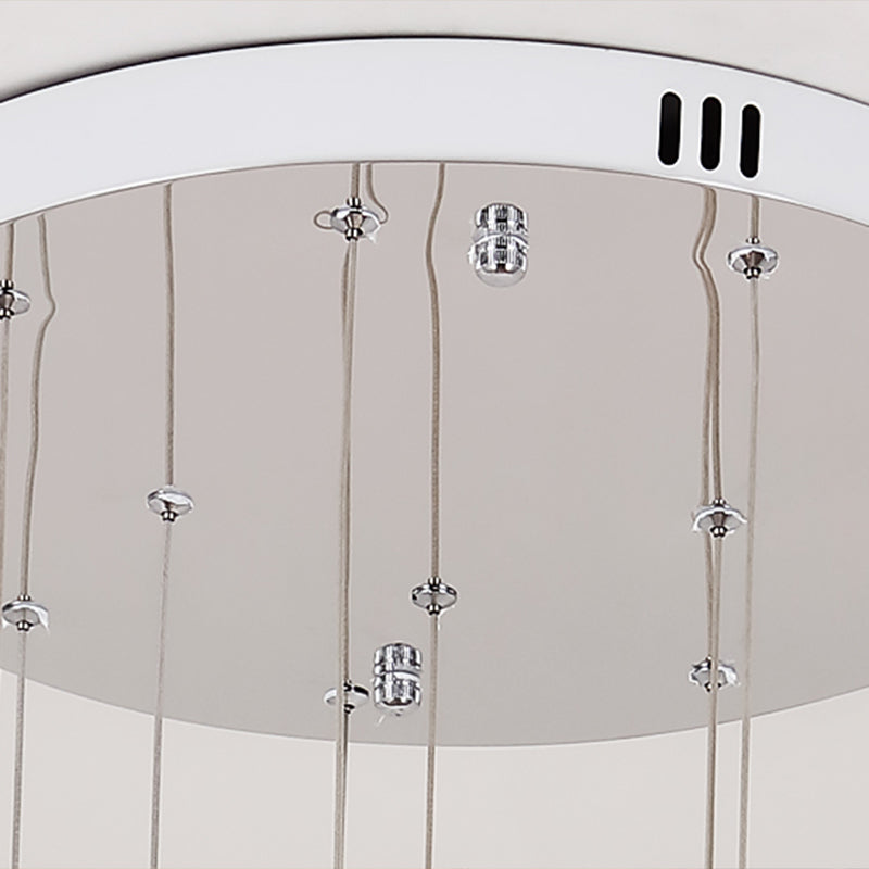 Artistic Hollowed out Ball Multi Ceiling Lamp Metallic 10 Bulbs Staircase Suspension Light Fixture in Silver