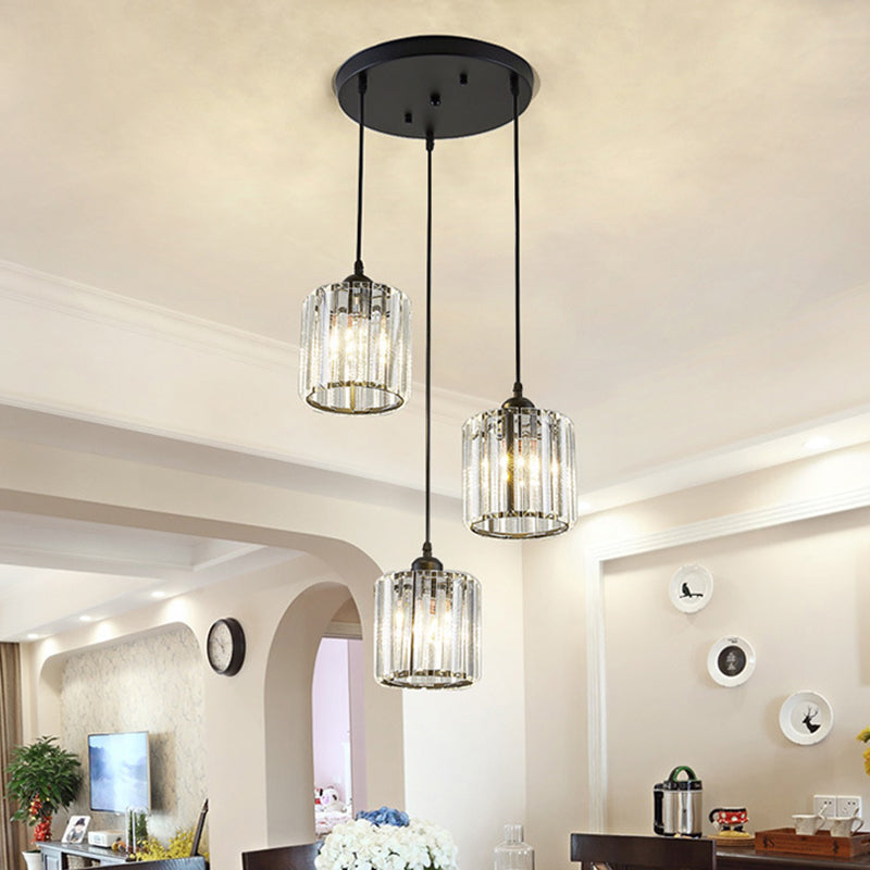 Geometric Prismatic Crystal Multi Ceiling Light Simplicity Black Suspension Lighting for Staircase
