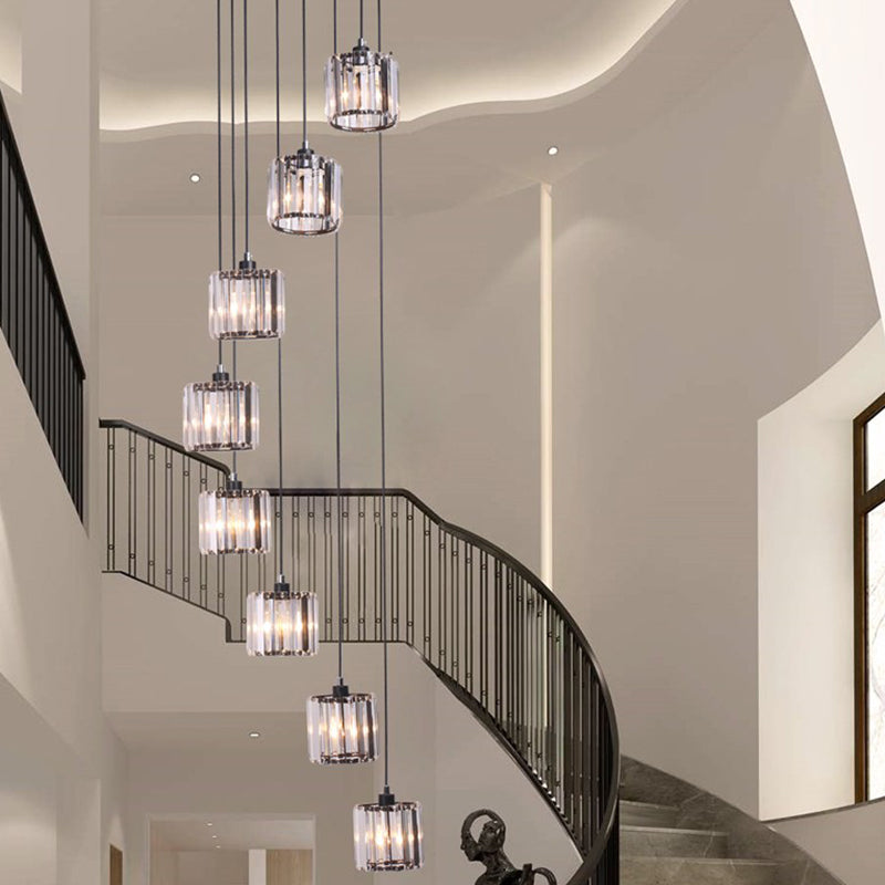 Geometrischer Schattenstreppenhänke Lichtglas zeitgenössischer Multi -Licht -Anhänger