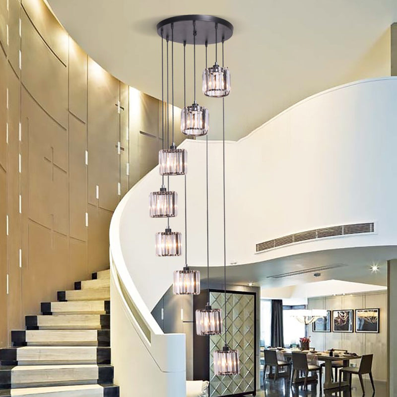 Geometrischer Schattenstreppenhänke Lichtglas zeitgenössischer Multi -Licht -Anhänger