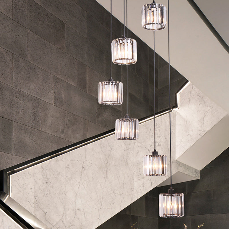 Geometrischer Schattenstreppenhänke Lichtglas zeitgenössischer Multi -Licht -Anhänger