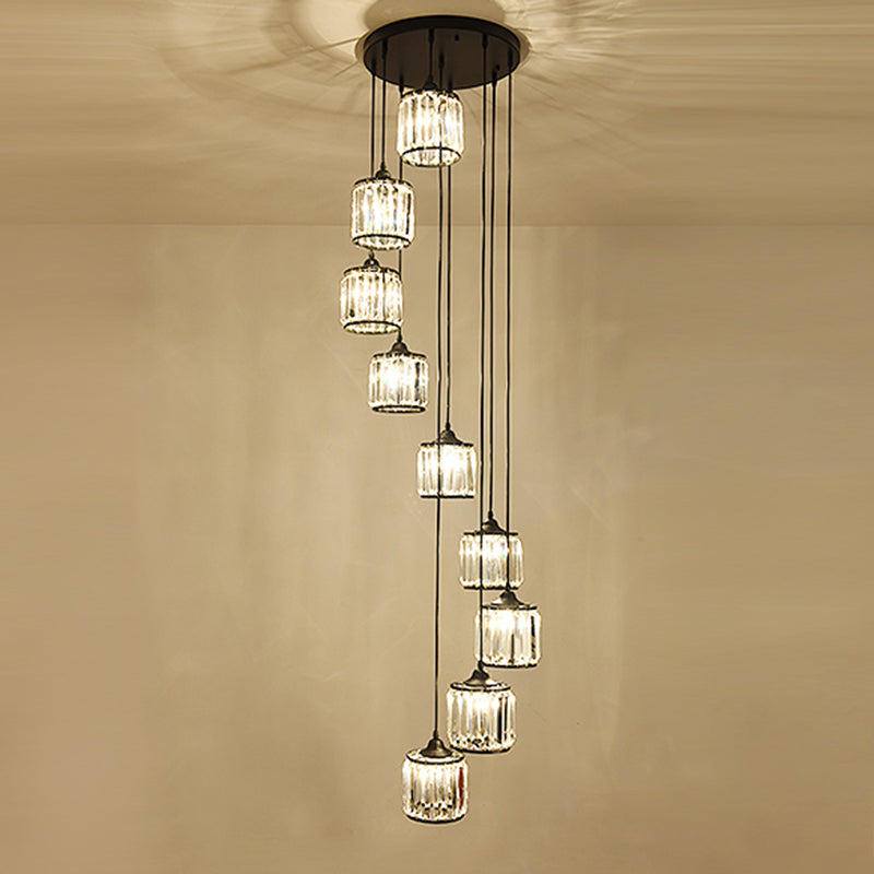 Lampada cilindrica a soffitto multi-soffitto Tri-PRISM Crystal Crystal Sospension Light Secondo