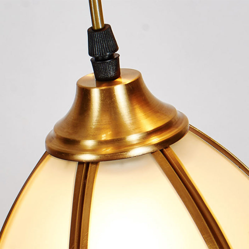 Geschulpte bel multi plafondlicht artistiek vorstglas 6 koppen koperen ophanging verlichting
