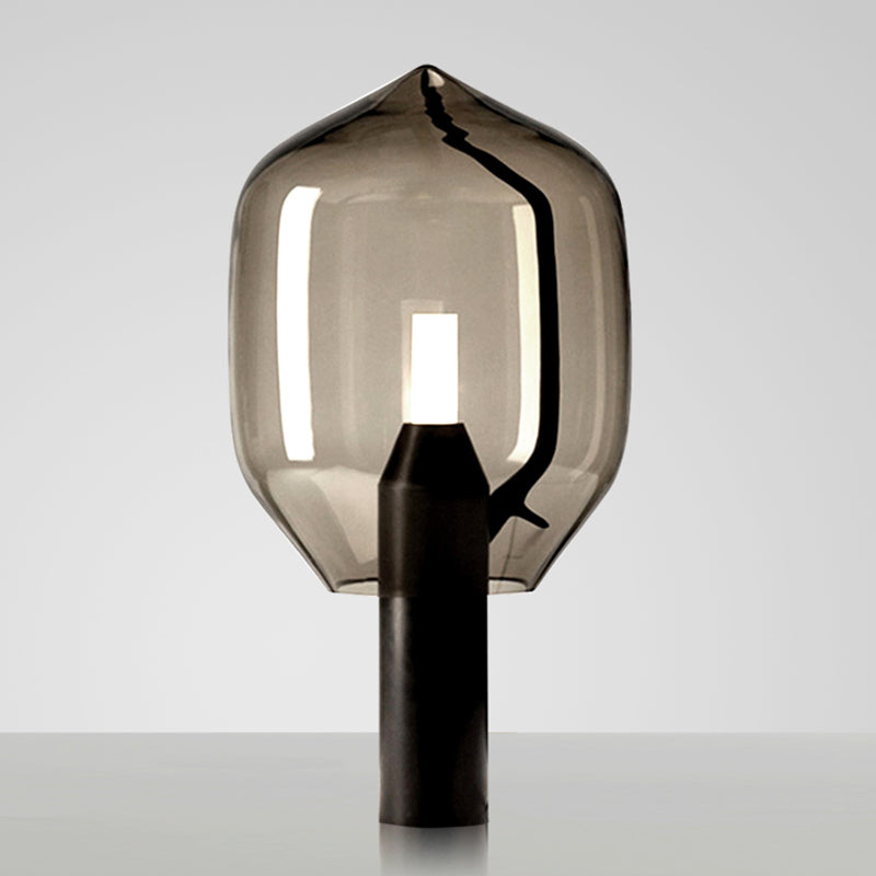 Iluminación de mesa de botella de agua Lámpara de noche de noche metálica posmoderna con sombra de vidrio soplado