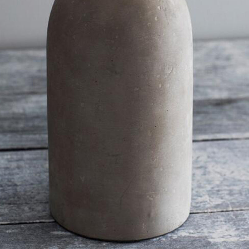 Drum Nightstand Lamp Modern Style Fabric 1 Bulb Bedside Table Light with Cement Base in Grey