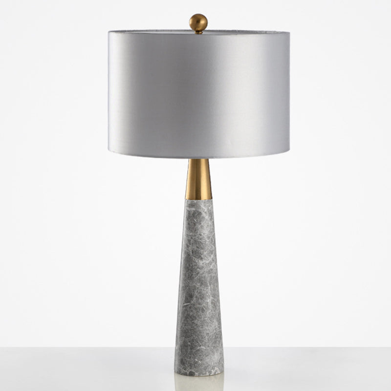 Lámpara de mesa cónica Simplicidad de mármol 1 luces de color gris liviano con sombra de tela de batería
