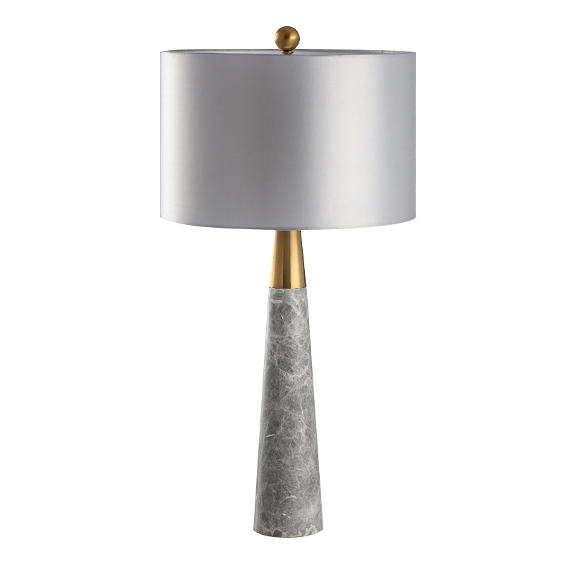 Lámpara de mesa cónica Simplicidad de mármol 1 luces de color gris liviano con sombra de tela de batería