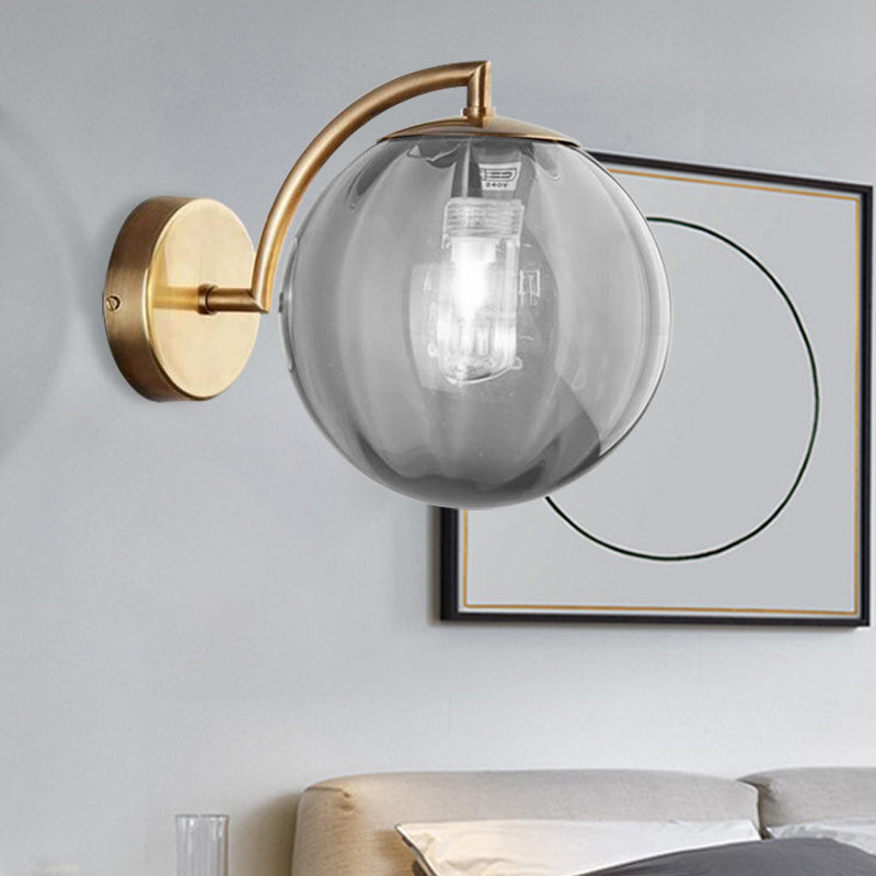 Postmodernistisch koper gewapende bal sconce lamp rood/blauw/barnsteen glas met een enkele lichtwandverlichting
