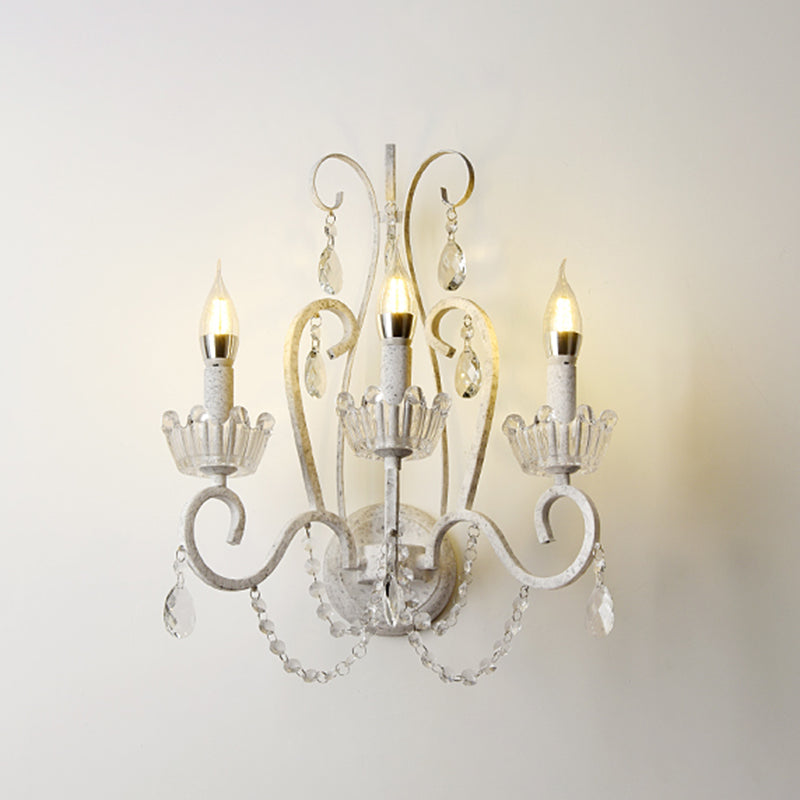 Kroon woonkamer wandmontage licht traditionele kristal witte wandlamp met gebogen arm