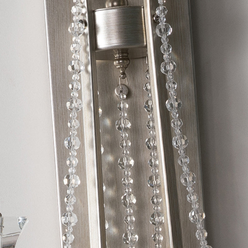 2 Bulbs Wall Mount Light Traditional Draping Crystal Bead Wall Light Fixture with Curved Arm