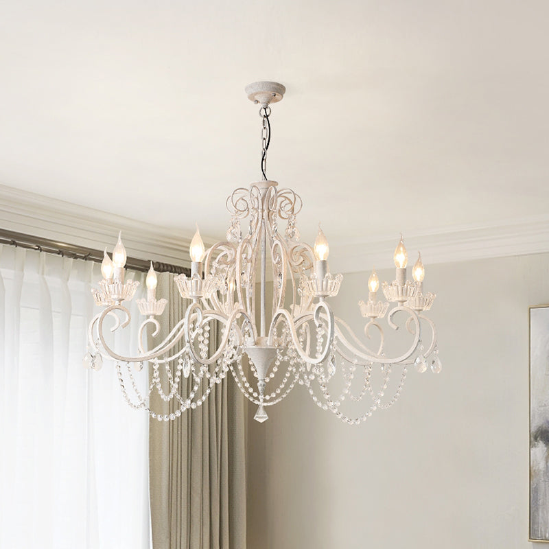 Traditional Crown Chandelier Lighting Crystal Pendant Light with Metallic Candlestick
