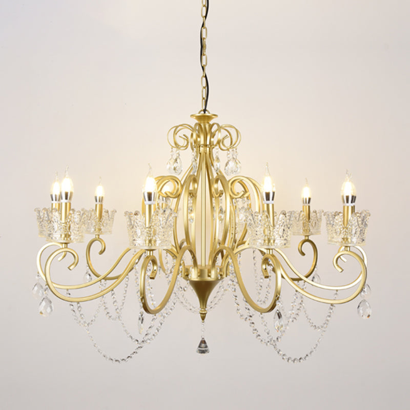 Candelabra Metall Deckenbeleuchtung Vintage Wohnzimmer Kronleuchterleuchte mit Kristallkronendekoration