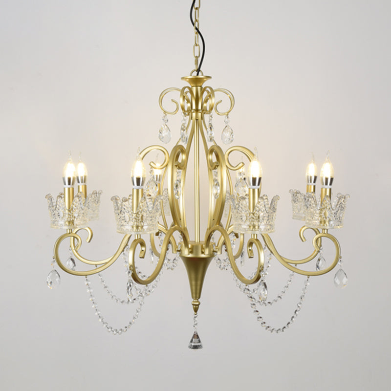 Candelabra Metall Deckenbeleuchtung Vintage Wohnzimmer Kronleuchterleuchte mit Kristallkronendekoration