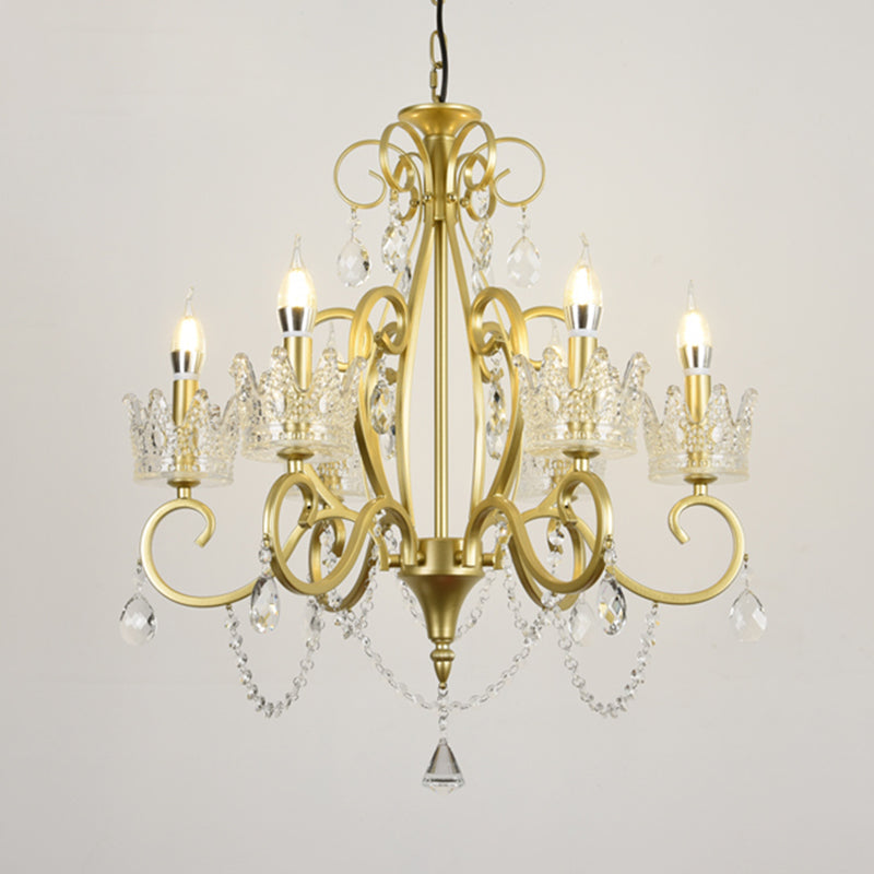 Candelabra Metall Deckenbeleuchtung Vintage Wohnzimmer Kronleuchterleuchte mit Kristallkronendekoration