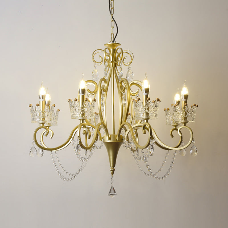 Candelabra Metall Deckenbeleuchtung Vintage Wohnzimmer Kronleuchterleuchte mit Kristallkronendekoration