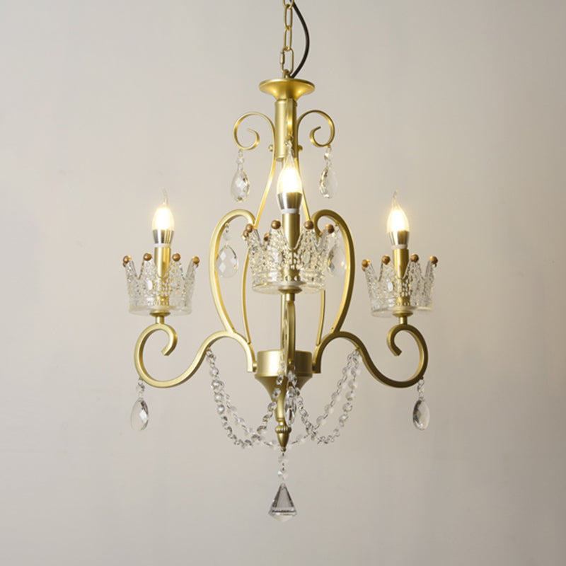 Candelabra Metall Deckenbeleuchtung Vintage Wohnzimmer Kronleuchterleuchte mit Kristallkronendekoration
