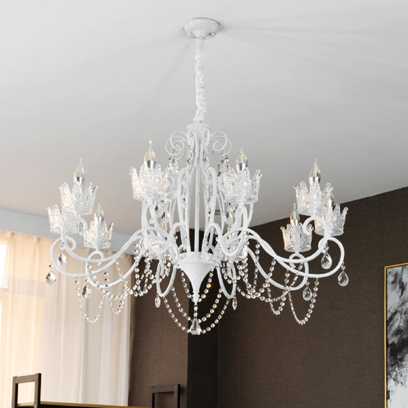 Candelabra Metall Deckenbeleuchtung Vintage Wohnzimmer Kronleuchterleuchte mit Kristallkronendekoration
