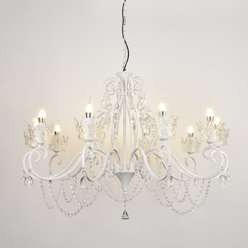 Candelabra Metall Deckenbeleuchtung Vintage Wohnzimmer Kronleuchterleuchte mit Kristallkronendekoration