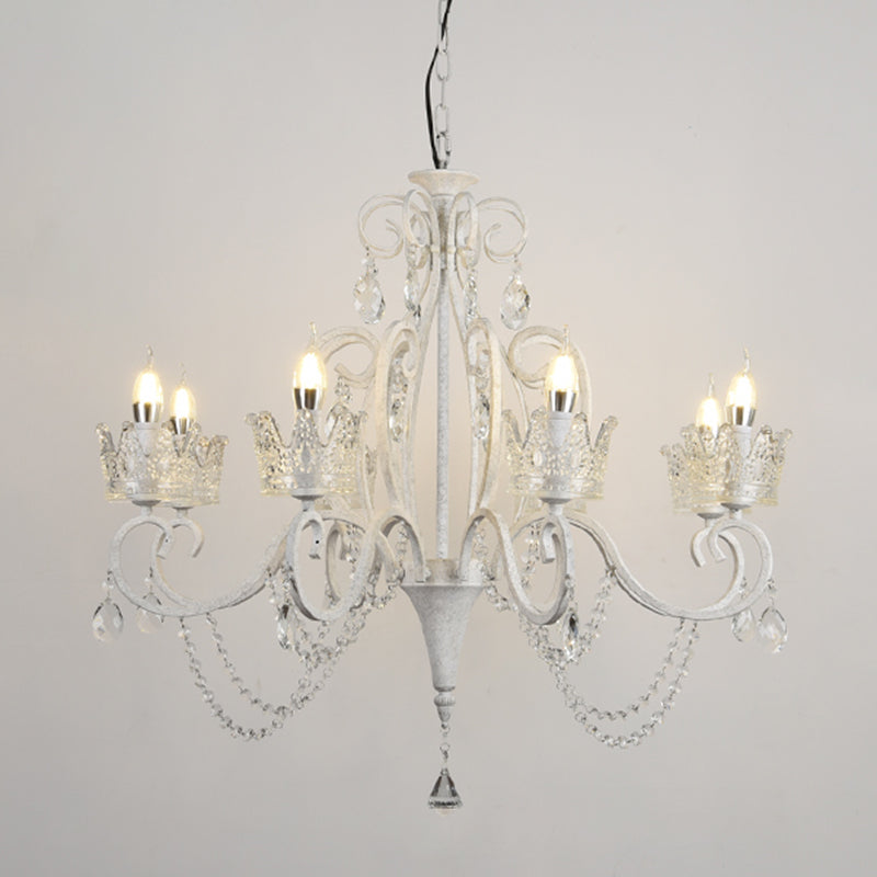 Candelabra Metall Deckenbeleuchtung Vintage Wohnzimmer Kronleuchterleuchte mit Kristallkronendekoration