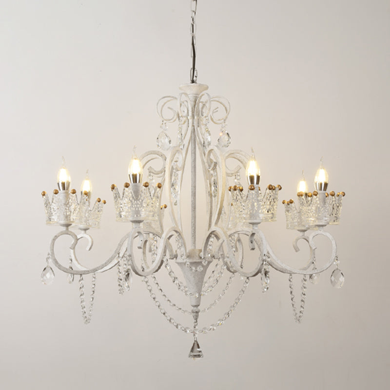 Candelabra Metall Deckenbeleuchtung Vintage Wohnzimmer Kronleuchterleuchte mit Kristallkronendekoration