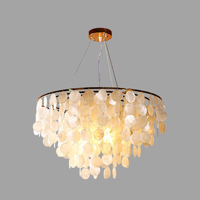 String Dining Room Chandelier Pendant Light Minimalist Shell Gold Hanging Lighting