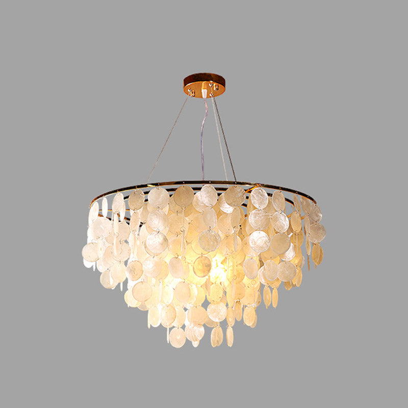String Dining Room Chandelier Pendant Light Minimalist Shell Gold Hanging Lighting
