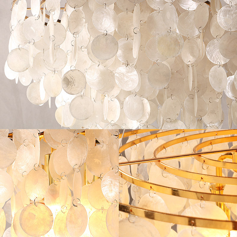 String Dining Room Chandelier Pendant Light Minimalist Shell Gold Hanging Lighting