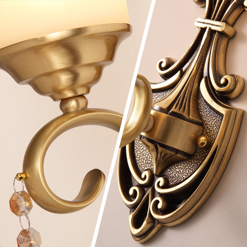 Frosted Glass Gold Wall Light Fixture Tapered Minimalism Wall Mounted Lamp for Corridor