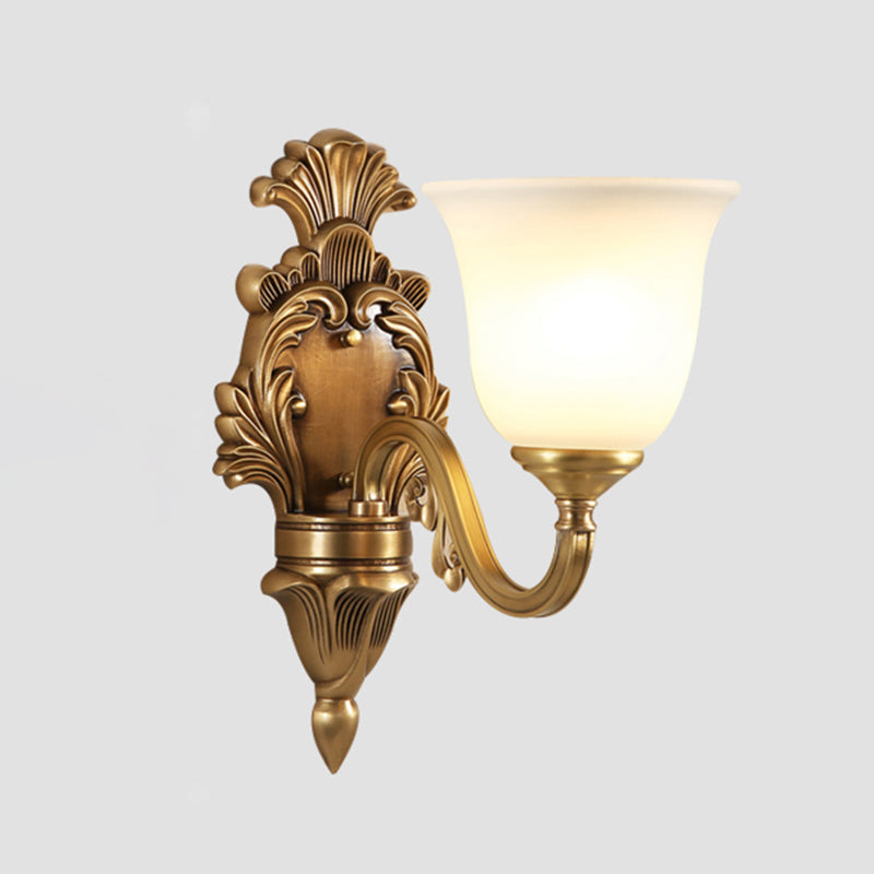 Frosted Glass Gold Wall Light Fixture Tapered Minimalism Wall Mounted Lamp for Corridor