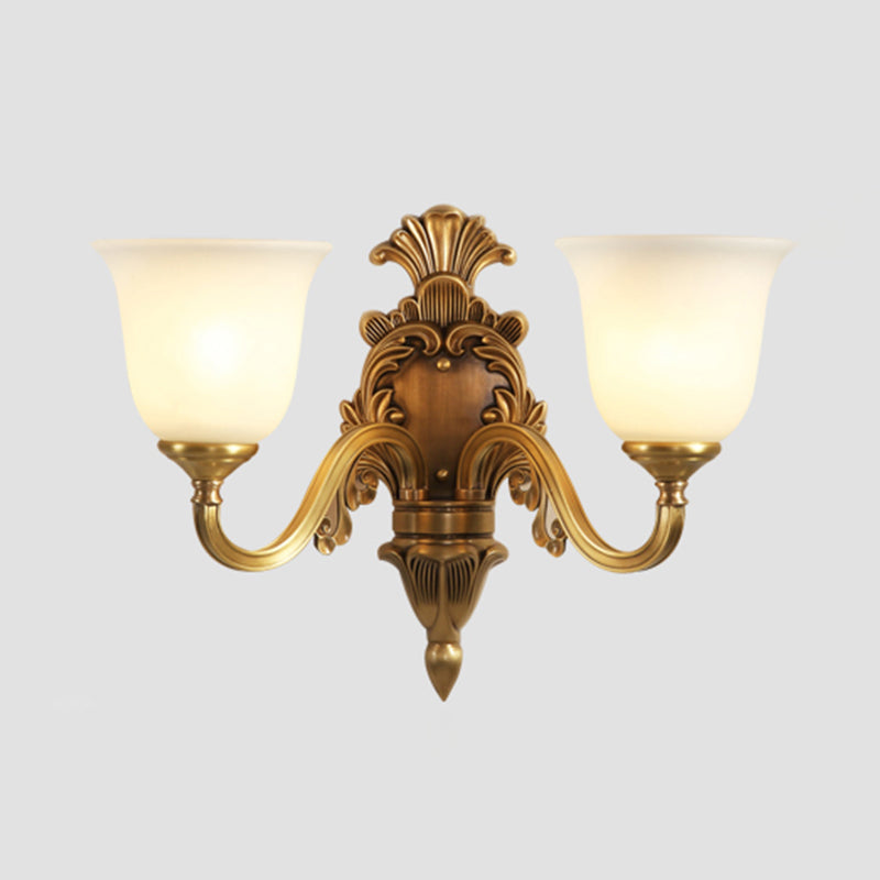 Frosted Glass Gold Wall Light Fixture Tapered Minimalism Wall Mounted Lamp for Corridor