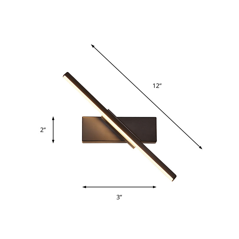 Rotatable Acrylic Linear LED Sconce Light Simplicity Black/White Wall Lighting Fixture, White/Warm Light