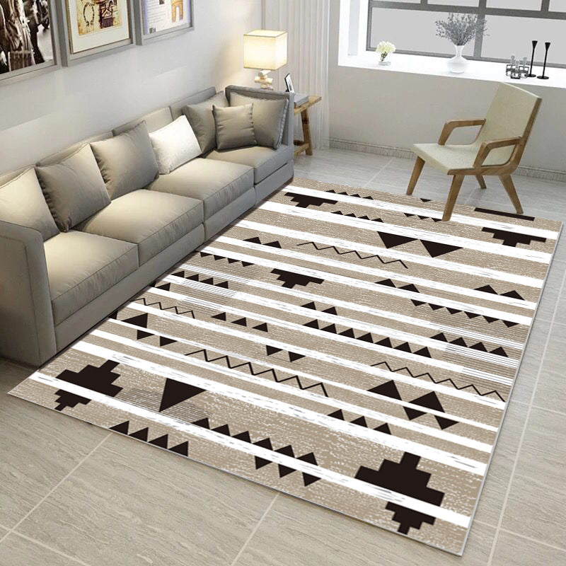 Multi Color Simple Style Rug Polypropylene Geometric Print Rug Washable Non-Slip Backing Pet Friendly Rug for Living Room