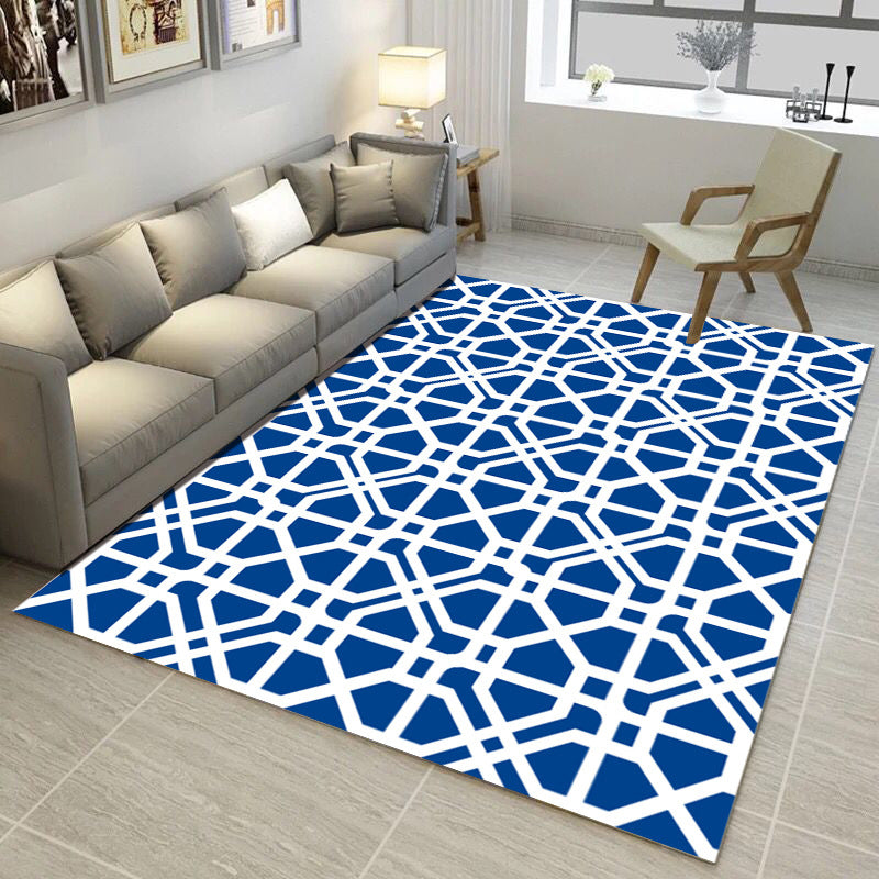 Multi Color Simple Style Rug Polypropylene Geometric Print Rug Washable Non-Slip Backing Pet Friendly Rug for Living Room