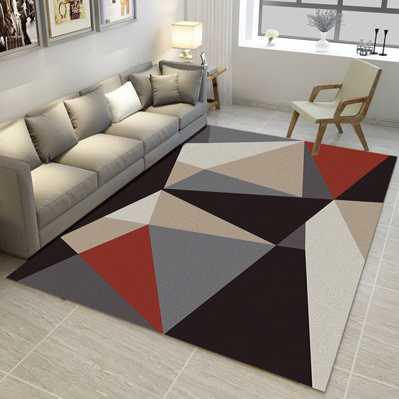 Multi Color Simple Style Rug Polypropylene Geometric Print Rug Washable Non-Slip Backing Pet Friendly Rug for Living Room