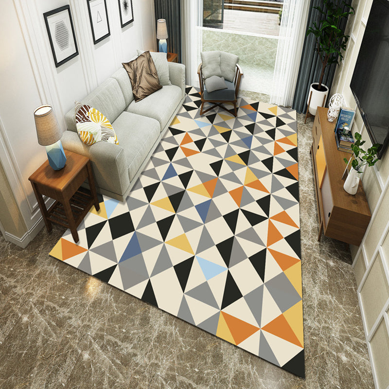 Modernist Geometric Block Rug Multicolor Synthetics Rug Stain Resistant Washable Non-Slip Rug for Family Room