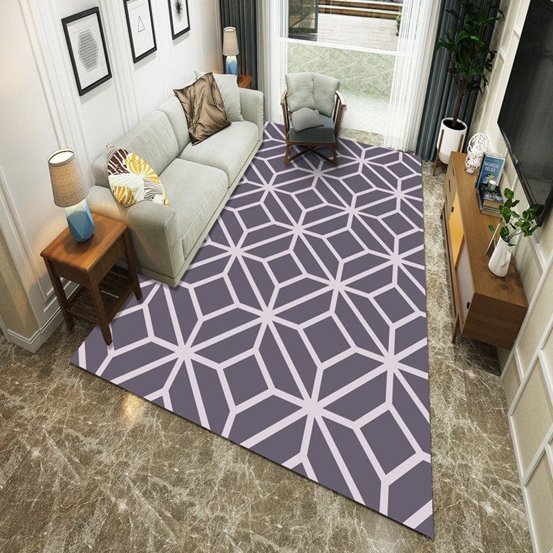 Modernist Geometric Block Rug Multicolor Synthetics Rug Stain Resistant Washable Non-Slip Rug for Family Room