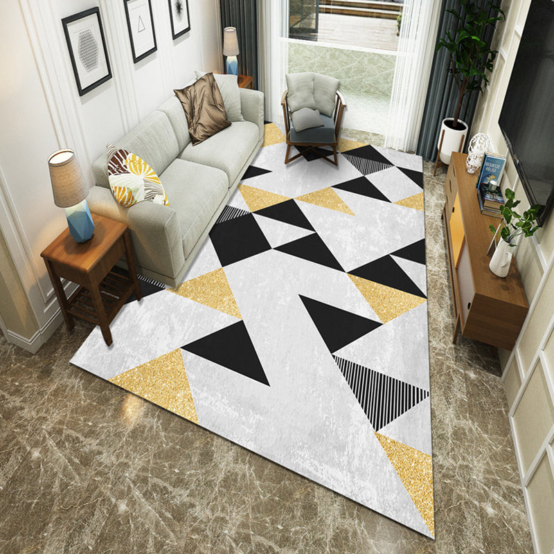 Modernist Geometric Block Rug Multicolor Synthetics Rug Stain Resistant Washable Non-Slip Rug for Family Room