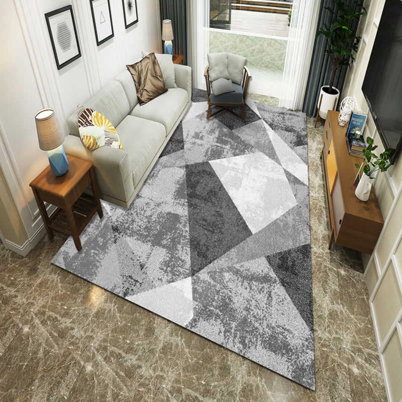 Modernist Geometric Block Rug Multicolor Synthetics Rug Stain Resistant Washable Non-Slip Rug for Family Room