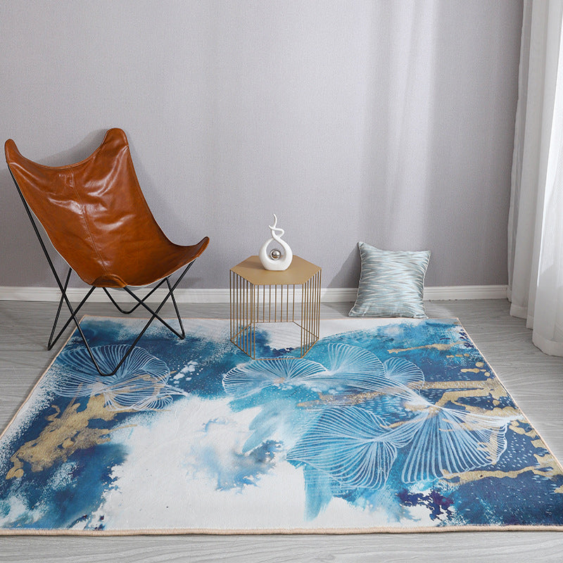 Esthetic Watercolor Print Rug Multi-Color Modern Area Rug Polyester Washable Non-Slip Backing Stain Resistant Rug for Drawing Room