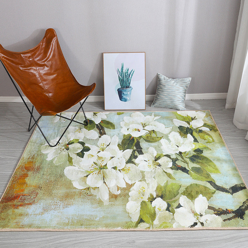 Esthetic Watercolor Print Rug Multi-Color Modern Area Rug Polyester Washable Non-Slip Backing Stain Resistant Rug for Drawing Room