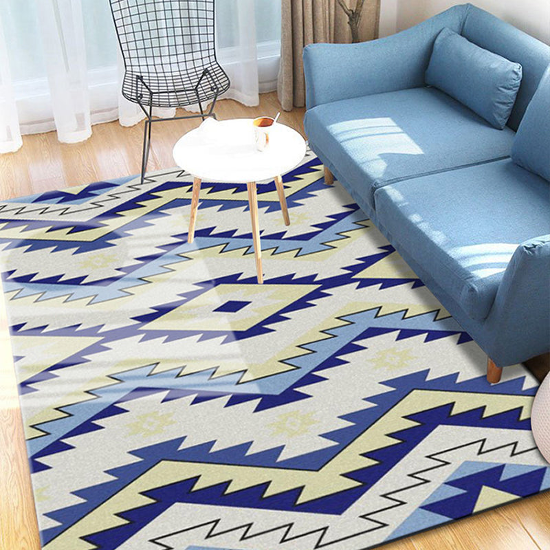 Minimalistic Geometric Rug Multi Colored Synthetics Carpet Stain Resistant Pet Friendly Anti-Slip Backing Rug for Living Room