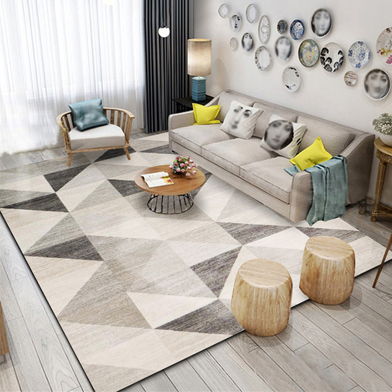 Multi Colored Room Area Rug Modern Colorblock Geometric Carpet Polypropylene Machine Washable Pet Friendly Non-Slip Rug